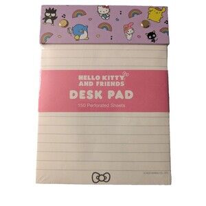 2024 Sanrio Hello Kitty Ruled Blue Desk Pad Notepad 150 Perforated Sheets NEW